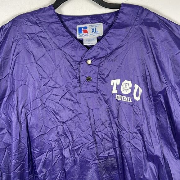 🏈Vintage TCU Horned Frogs Football Pullover SS Nylon Pullover Windbreaker Jacke - Picture 2 of 13